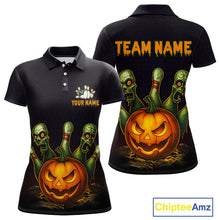 Load image into Gallery viewer, Custom Zombie Pumpkin Bowling Jersey for Women Halloween Bowling Team Shirt Bowling Gifts QZT730