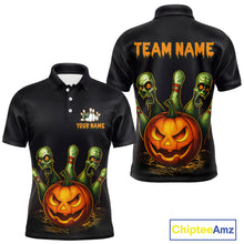 Load image into Gallery viewer, Custom Zombie Pumpkin Bowling Jersey for Men Halloween Bowling Team Shirt Bowling Gifts QZT730