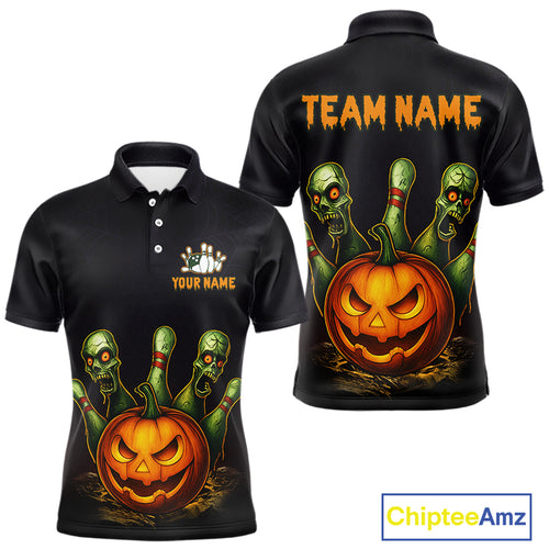 Custom Zombie Pumpkin Bowling Jersey for Men Halloween Bowling Team Shirt Bowling Gifts QZT730