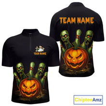 Load image into Gallery viewer, Custom Zombie Pumpkin Bowling Jersey for Men Halloween Bowling Team Shirt Bowling Gifts QZT730