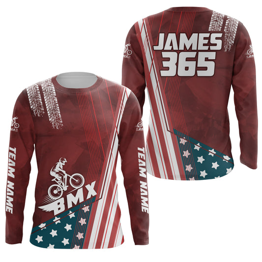 American Bicycle Motocross Jersey UPF30+ Personalized Patriotic BMX Racing Off-Road BMX Life Extreme Jersey| LUT06