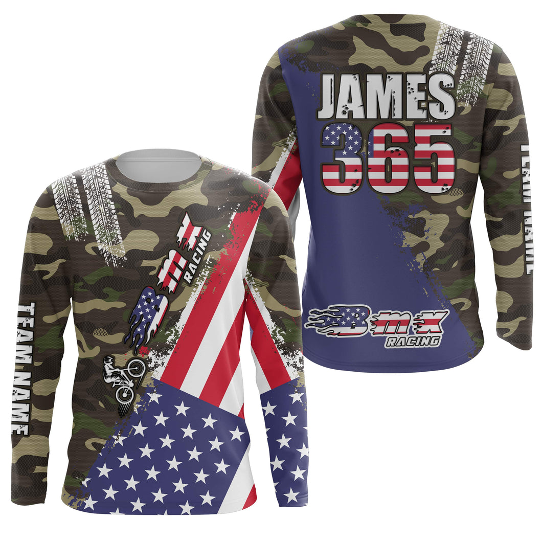 American Bicycle Motocross Jersey UPF30+ Personalized Patriotic BMX Racing Off-Road BMX Life Extreme Jersey| LUT08