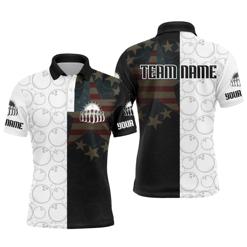 American Bowling Polo Shirt for Men Custom Bowling Team Jersey Bowling Shirt QZT32