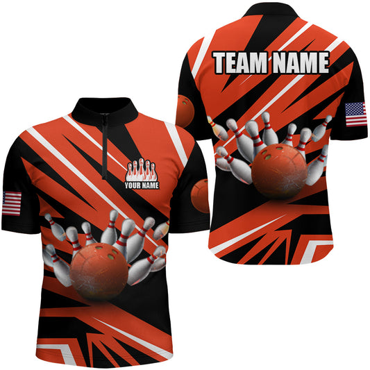 Custom Bowling Shirt for Men Bowling Jersey Bowling Team League Quarter-Zip Shirt QZT39