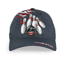 Load image into Gallery viewer, Personalized Bowling 3D Cap, Custom Bowling Hat for Men Women, Bowling Pin &amp; Ball Cap with Name CHT01-5
