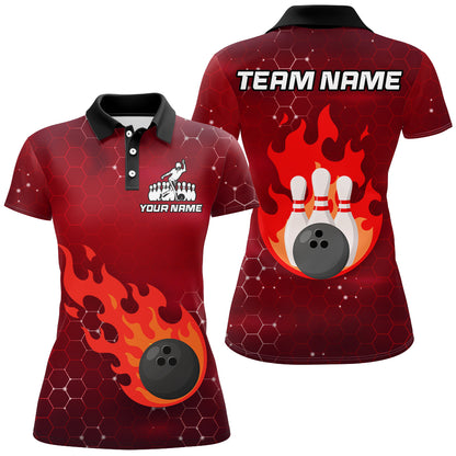 Flame Bowling Shirt for Women Custom Bowling Polo Jersey Bowling Team Shirt Bowlers Jersey QZT235