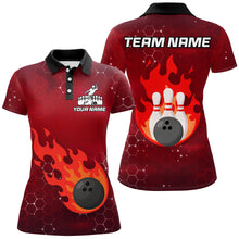 Load image into Gallery viewer, Flame Bowling Shirt for Women Custom Bowling Polo Jersey Bowling Team Shirt Bowlers Jersey QZT235