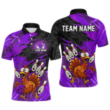 Load image into Gallery viewer, Custom Purple Turkey Bowling Shirt Funny Ball Pin League Jersey for Men Polo Outfit QZT765
