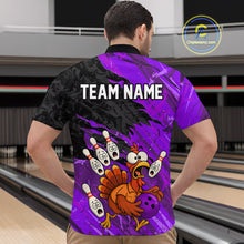 Load image into Gallery viewer, Custom Purple Turkey Bowling Shirt Funny Ball Pin League Jersey for Men Polo Outfit QZT765