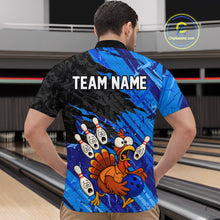 Load image into Gallery viewer, Custom Blue Turkey Bowling Shirt Funny Ball Pin League Jersey for Men Polo Outfit QZT765