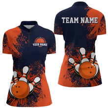 Load image into Gallery viewer, Personalized Women&#39;s Bowling Shirts Bowling Jersey Quarter Zip Bowling Performance QZT497