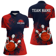 Load image into Gallery viewer, Personalized Women&#39;s Bowling Shirts Bowling Jersey Quarter Zip Bowling Performance QZT497