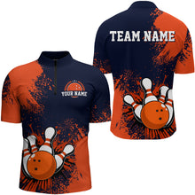 Load image into Gallery viewer, Personalized Men&#39;s Bowling Shirts Bowling Jersey Quarter Zip Bowling Performance QZT497
