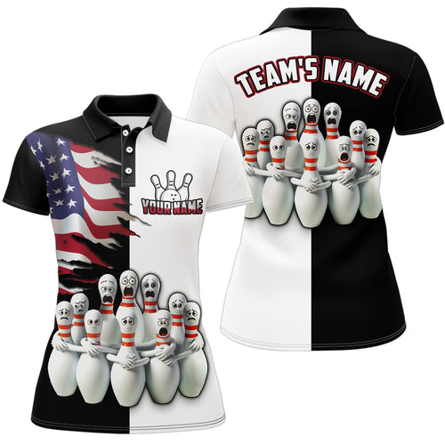 Bowling Shirt Bowling Team League Patriotic Bowling Shirt Women Polo Bowling QZT412