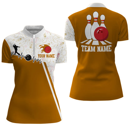 Women's Bowling Shirt Personalized Camo Bowling Jersey 1/4 Zip Bowling Shirt QZT419