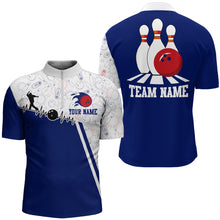 Load image into Gallery viewer, Men's Bowling Shirt Personalized Camo Bowling Jersey 1/4 Zip  Bowling Shirt QZT19