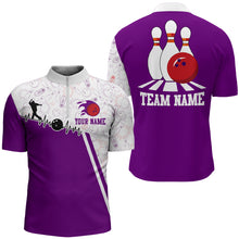 Load image into Gallery viewer, Men's Bowling Shirt Personalized Camo Bowling Jersey 1/4 Zip  Bowling Shirt QZT19