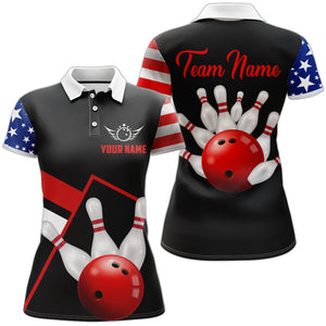 Personalized Patriotic Bowling Shirt Women Bowling Team League Polo Shirts QZT420