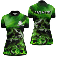 Load image into Gallery viewer, Personalized Green Dinosaur Bowling Shirt Bowling Quarter-Zip Team League for Men Women QZT666