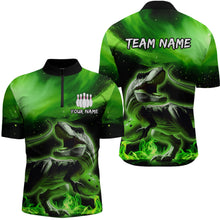 Load image into Gallery viewer, Personalized Green Dinosaur Bowling Shirt Bowling Quarter-Zip Team League for Men Women QZT666