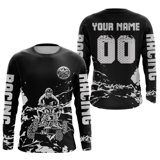 Custom Black & White Quad Bike Jersey Upf30+ Motocross Shirt for Men Women Youth ATV Extreme Off-Road MHT202