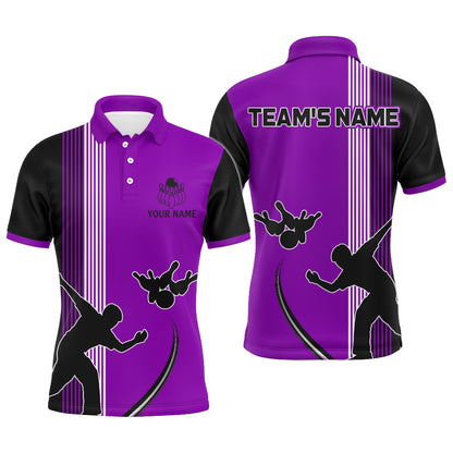 Personalized Men Polo Shirt Bowling Silhoutte Shirts Bowling Team League QZT427