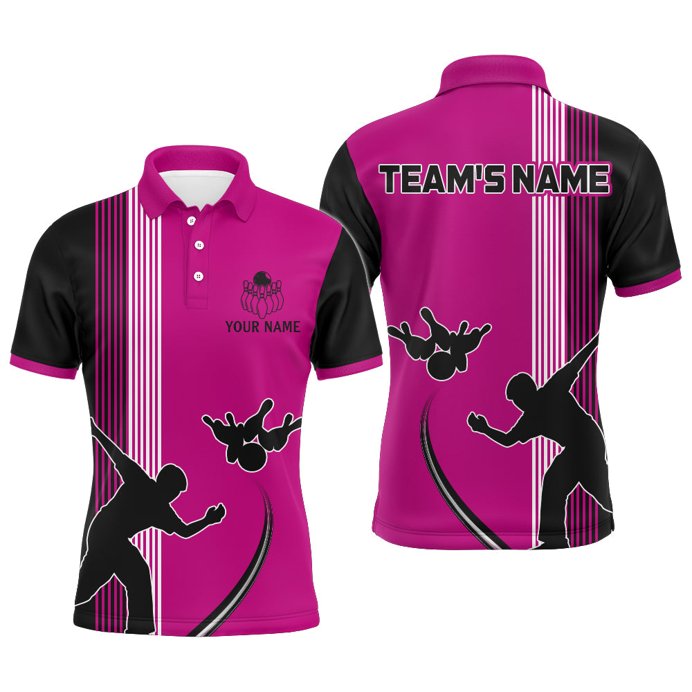 Personalized Men Polo Shirt Bowling Silhoutte Shirts Bowling Team League QZT427