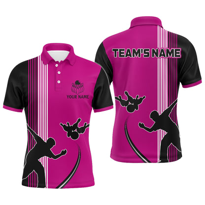 Personalized Men Polo Shirt Bowling Silhoutte Shirts Bowling Team League QZT427