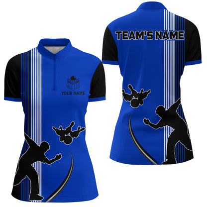 Personalized Women 1/4 Zip Shirt Camo Bowling Silhoutte Shirts Bowling Team League QZT427