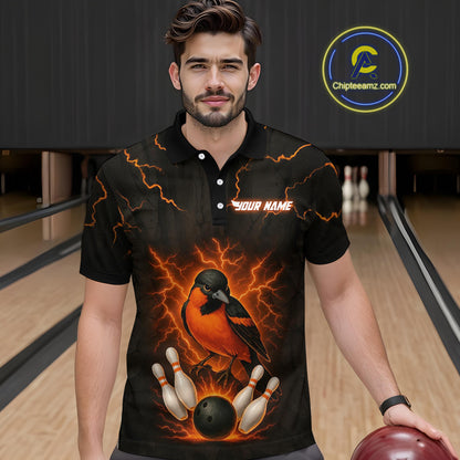 Custom Thunder Lightning Orioles Bowling Shirt Polo & Quarter-Zip Bowling Team League Bowling Jersey QZT716