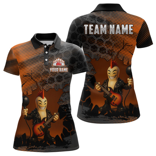 Bowling Pin Rocker Shirt for Women Music Bowlwing Team Leage Polo & Quarter-Zip Bowling Jersey QZT719