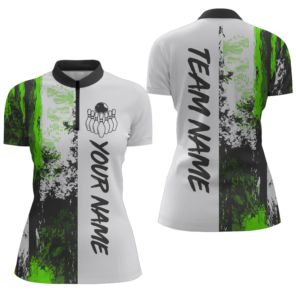 Camo 3D Bowling Shirts Women Custom Bowling Team Jersey Quarter Zip Multicolor QZT469
