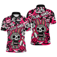 Load image into Gallery viewer, Custom Pink Skull Bunny Bowling Shirt Gothic Men Bowling League Polo Bowling Halloween QZT747