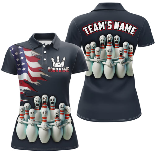 Personalized American Bowling Shirt Bowling Jersey for Women Polo Bowling Team League QZT402