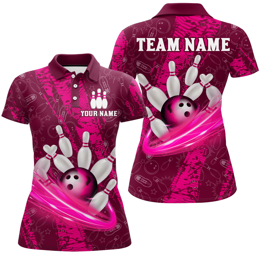 Custom Women 3D Bowling Shirts Bowling Team Jersey Polo Bowlers Gifts Multicolor QZT473