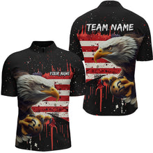 Load image into Gallery viewer, American Flag Bowling Shirt Custom Eagle Bowling Jersey for Men And Women 1/4 Zip Bowling League QZT630