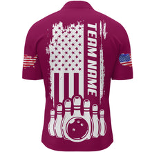 Load image into Gallery viewer, Men's Bowling Shirt Bowling Unisex 1/4 -Zip Bowling Shirt Patriotic Bowling Shirt QZT281