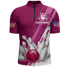 Load image into Gallery viewer, Men's Bowling Shirt Bowling Unisex 1/4 -Zip Bowling Shirt Patriotic Bowling Shirt QZT281