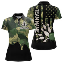Load image into Gallery viewer, Personalized Camouflage Bowling Shirt for Men Women American Flag Polo Bowling Team Jersey QZT678