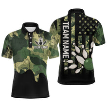 Load image into Gallery viewer, Personalized Camouflage Bowling Shirt for Men Women American Flag Polo Bowling Team Jersey QZT678