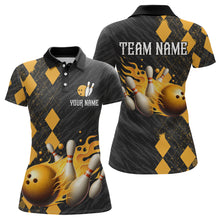 Load image into Gallery viewer, Flame Yellow Bowling Team Shirt Custom Bowling Jersey for Men Women Flame Polo Shirt QZT679