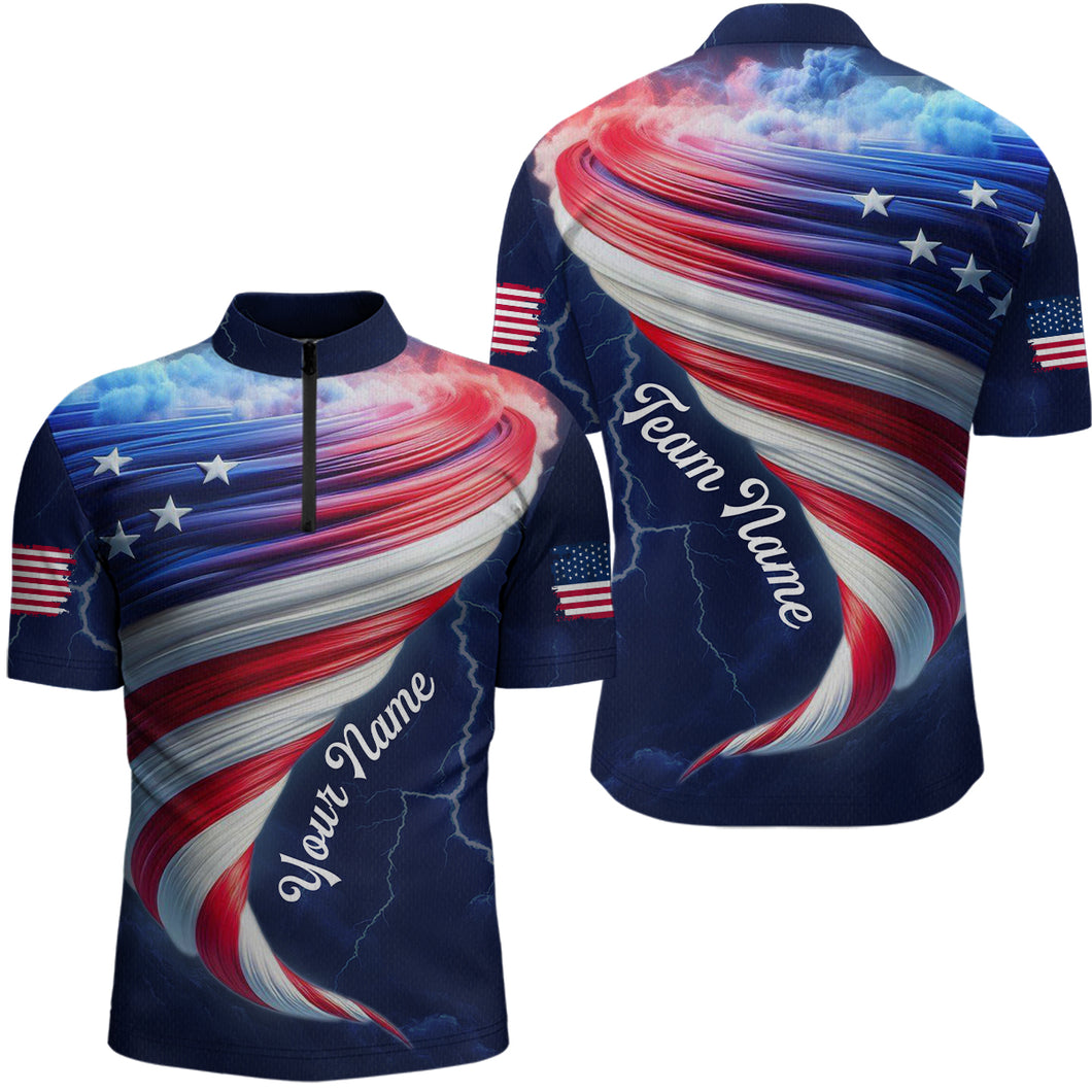 American Bowling Shirt for Men Women Custom Quarter-Zip Bowling Team League QZT616