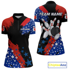 Load image into Gallery viewer, American Flag Bowling Shirt Personalized Patriotic Quarter-Zip Bowling Team League Gift for Bowlers QZT691