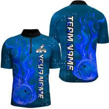 Load image into Gallery viewer, Custom Flame Bowling Shirts Bowling Jersey for Men 1/4 Zip Bowling Uniform QZT447