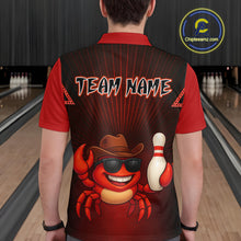 Load image into Gallery viewer, Custom Red Funny Crab Bowling Team Shirt Men Bowling Jersey Outfit Polo &amp; 1/4-Zip Bowler Gift QZT757