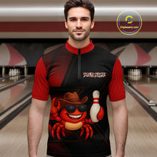 Load image into Gallery viewer, Custom Red Funny Crab Bowling Team Shirt Men Bowling Jersey Outfit Polo &amp; 1/4-Zip Bowler Gift QZT757