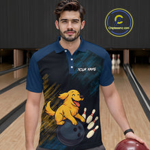 Load image into Gallery viewer, Funny Golden Retriever Dog Bowling Shirt for Men Custom Polo &amp; Quarter-Zip Bowling Team Jersey QZT760