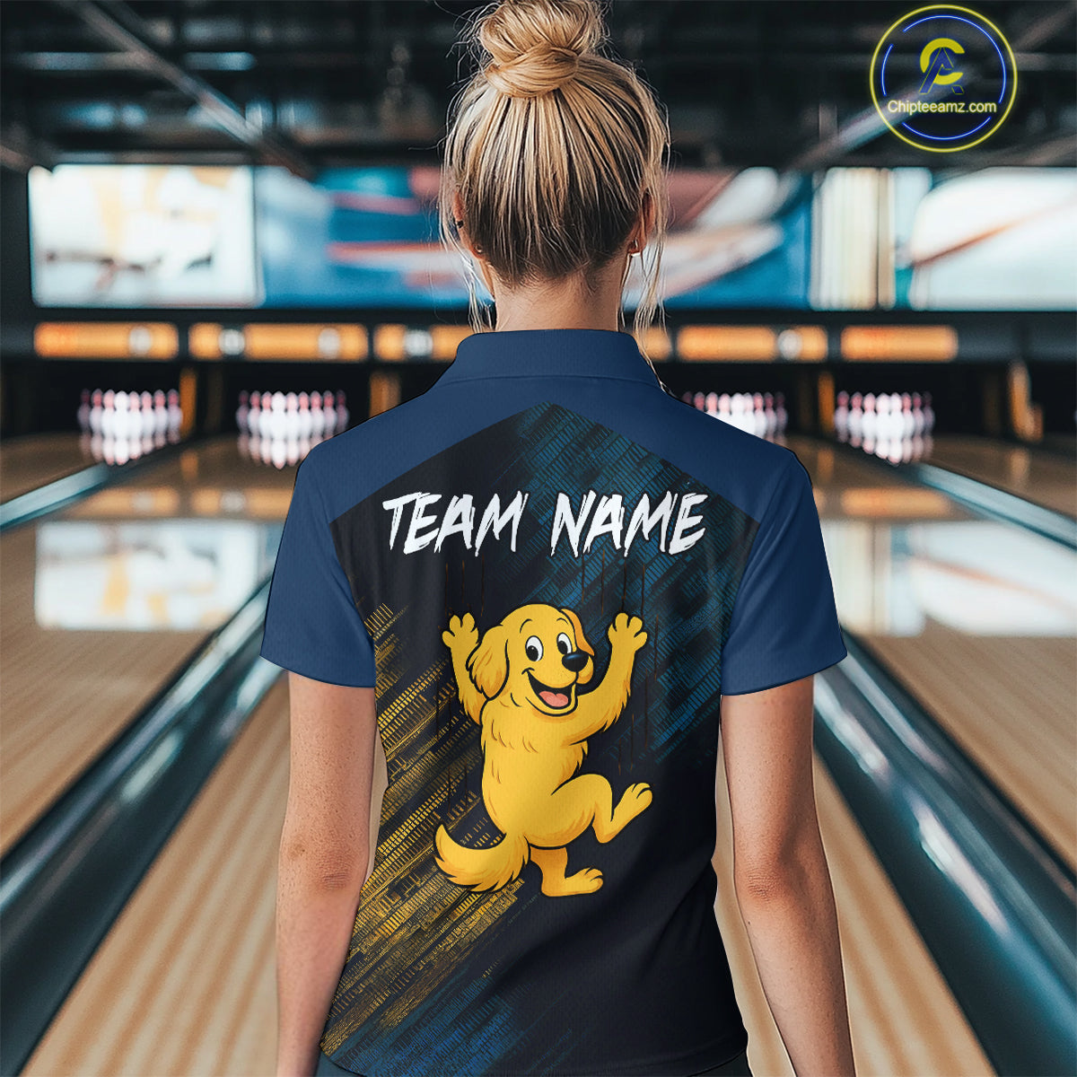 Funny Golden Retriever Dog Bowling Shirt for Women Custom Polo & Quarter-Zip Bowling Team Jersey QZT760