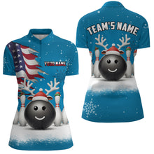 Load image into Gallery viewer, Custom Christmas Bowling Team Shirts Multicolor Quarter Zip Bowling Jersey for Men QZT485