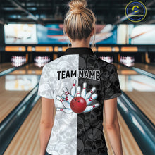 Load image into Gallery viewer, American Flag Bowling Team Shirt Polo 1/4-Zip Patriotic Bowling Jersey for Women Halloween Gift QZT729